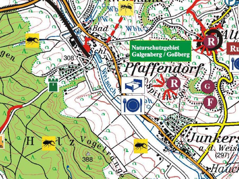 Tour 30 - Rundwanderweg von Pfaffendorf nach Junkersdorf (Hischkäfer-Symbol)